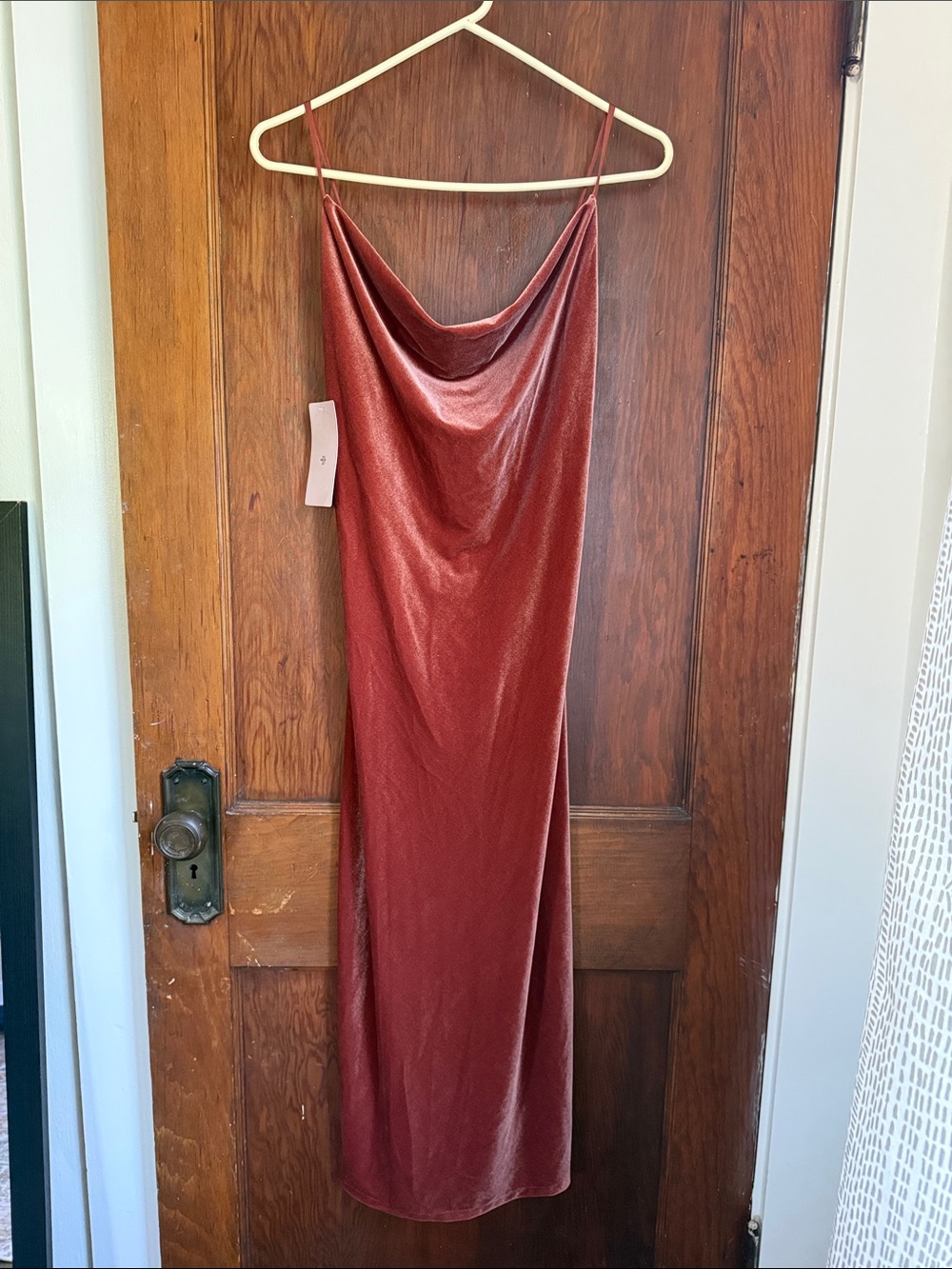 Jenny Yoo Cowl Neck Velvet Bridesmaid Dress - Cinnamon Rose, Size 4